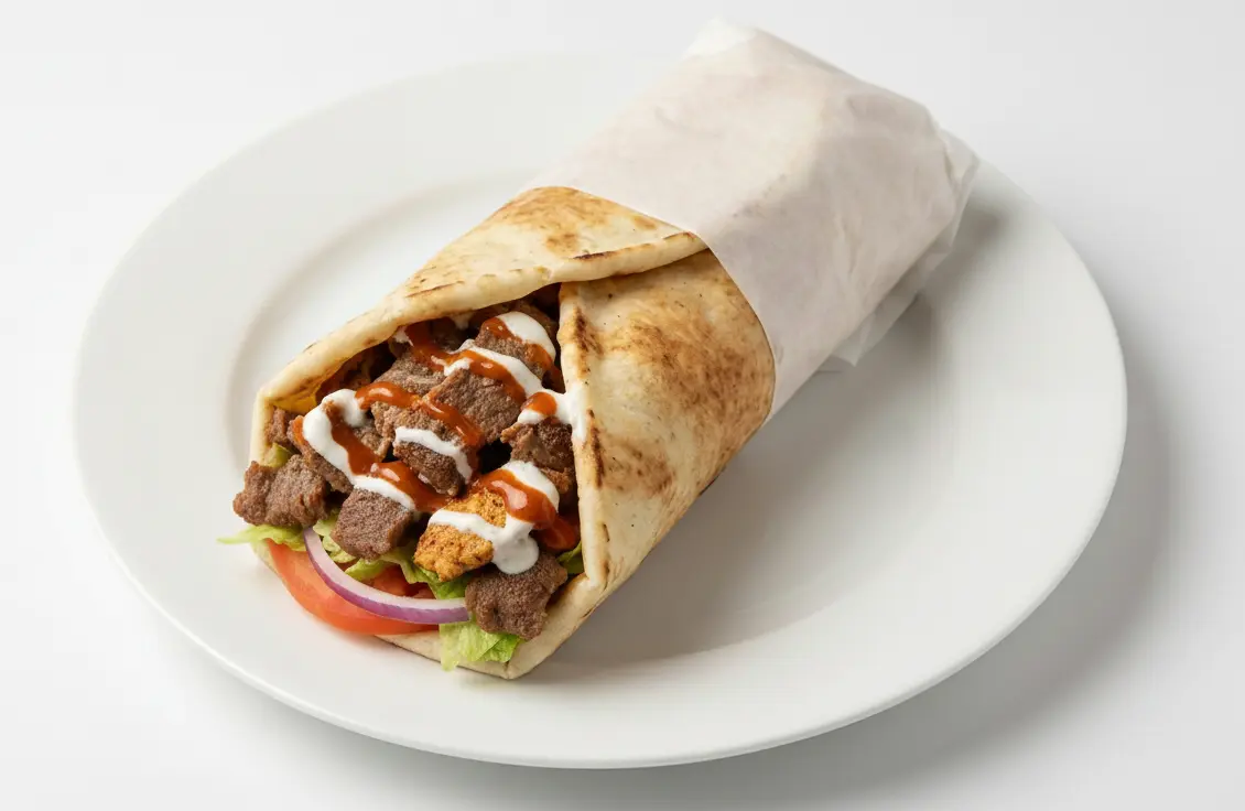 Delicious Mixed Shawarma Wrap at King of Shawarma in Calgary, AB